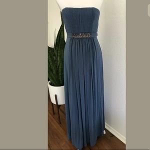 New BCBGMaxAzria Slate Blue Beaded Gown Size 2